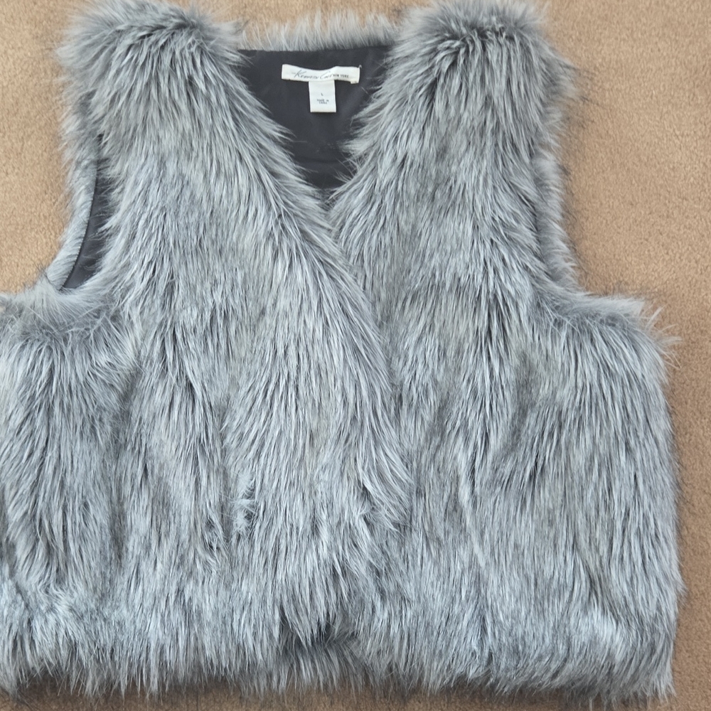 Kenneth Cole New York Silver Faux Fur Vest
